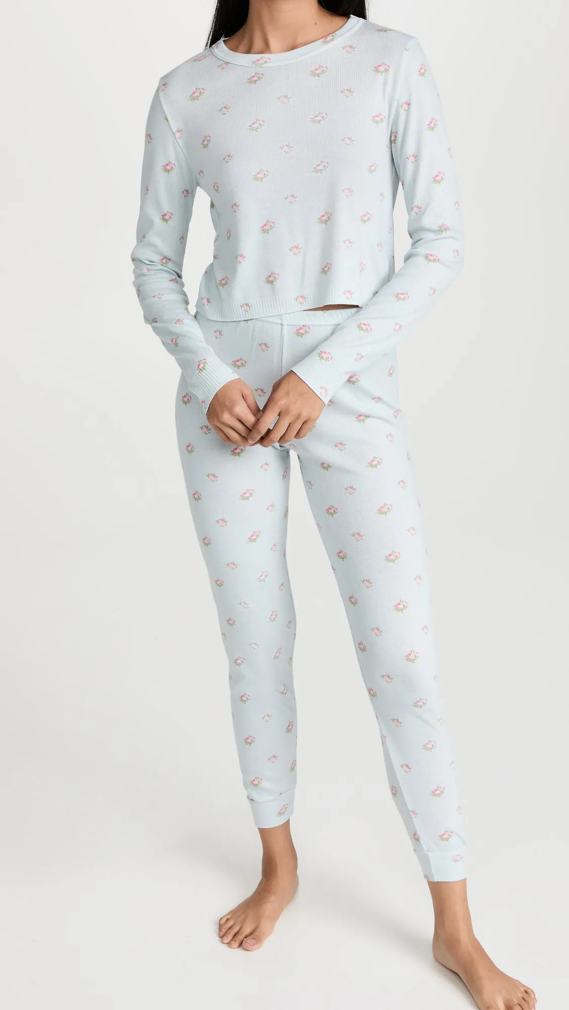 Polkadot BLUE CIEL ROSE Print NELL CROP SLOUCHY -Restocked