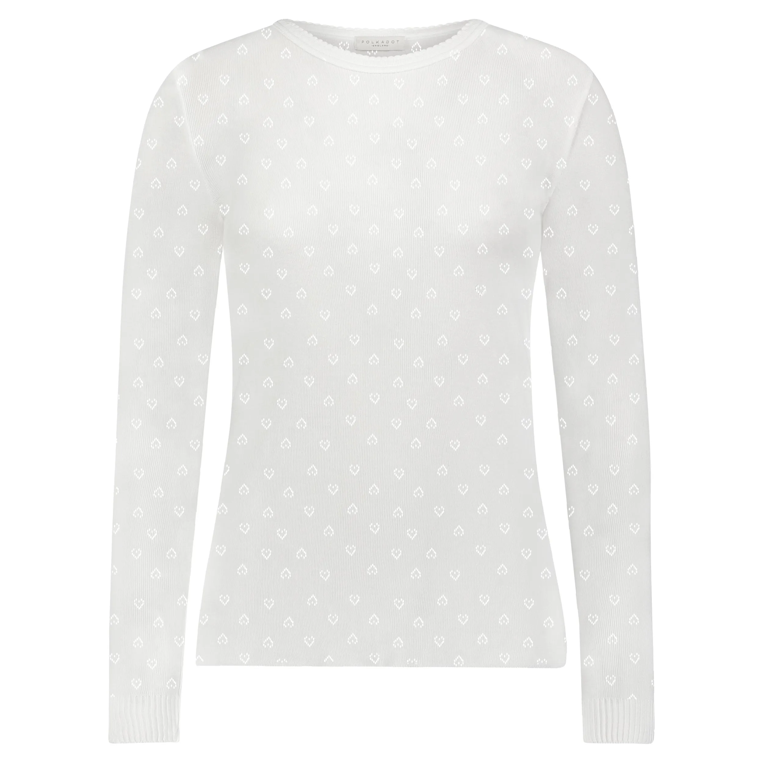 RACHEL SLOUCHY Pearl White Vintage Hearts Pointelle