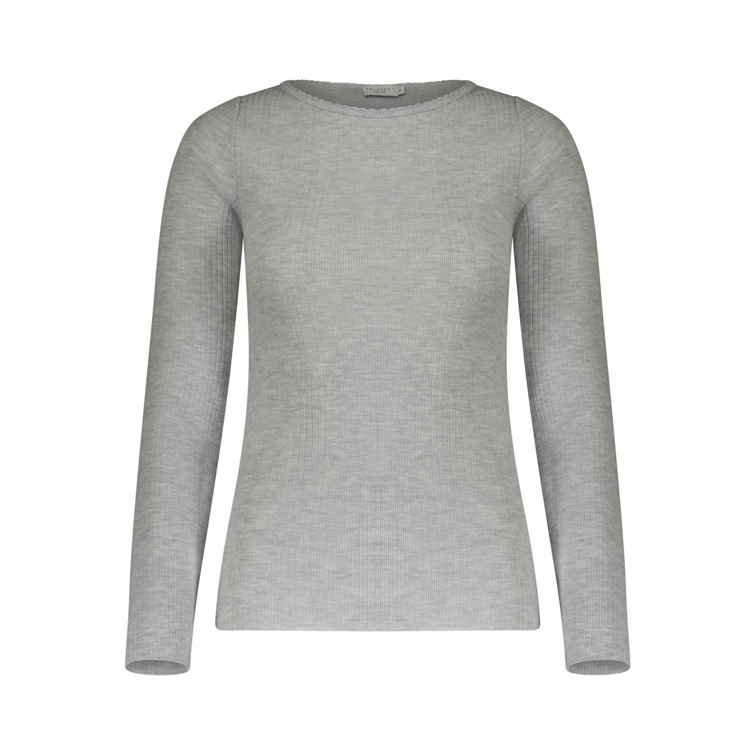 RIB KNIT RACHEL SLOUCHY LS Heather Grey -NEW