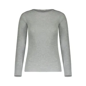 RIB SLOUCHY Crew LS Heather Grey w Scallop