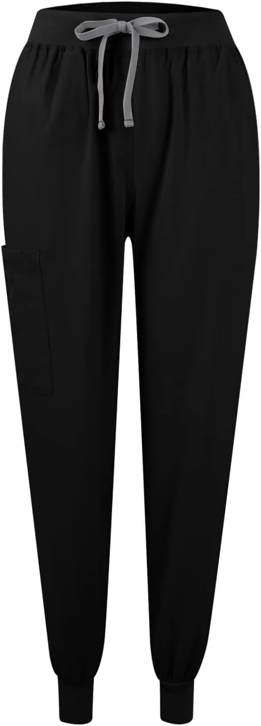Scrub Sets for Woman 2025 Essential Jogger Scrub Set Nursing Uniform Stretch V-Neck Top & Drawstring Cargo Pants