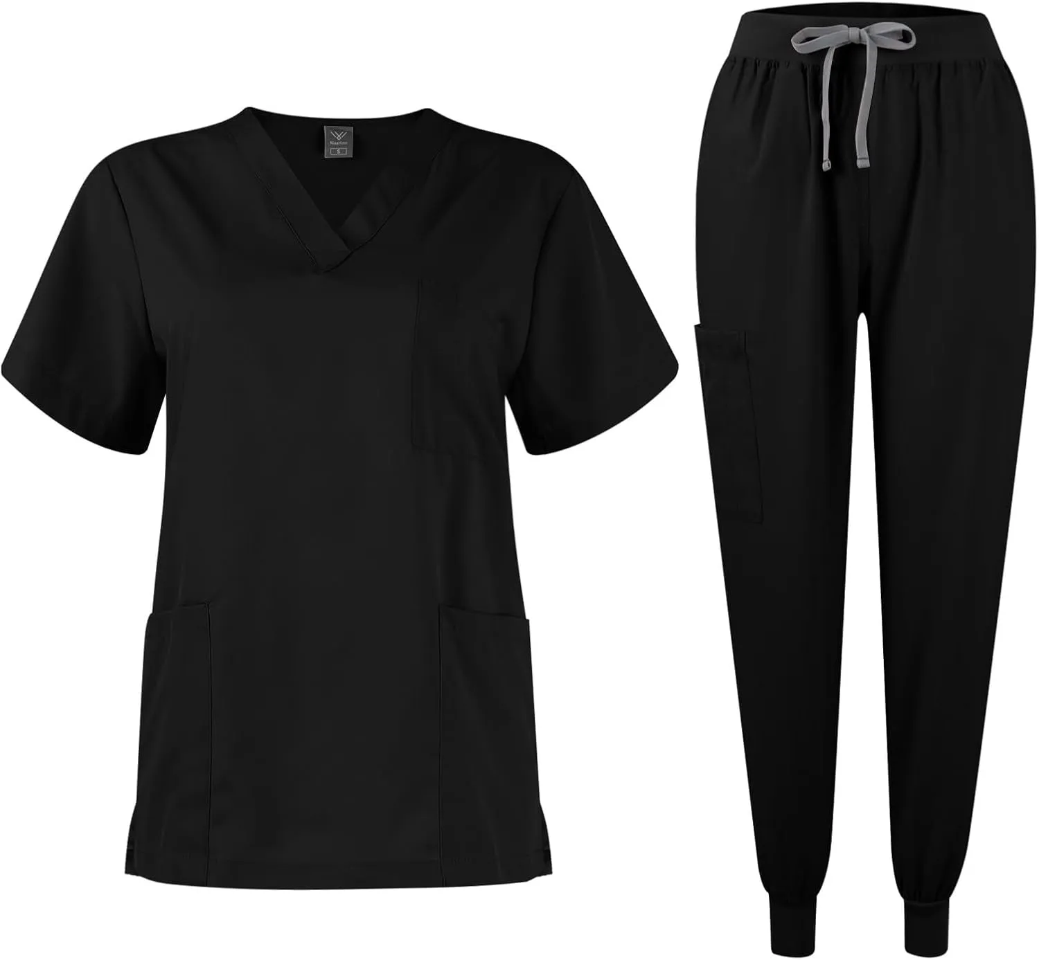 Scrub Sets for Woman 2025 Essential Jogger Scrub Set Nursing Uniform Stretch V-Neck Top & Drawstring Cargo Pants