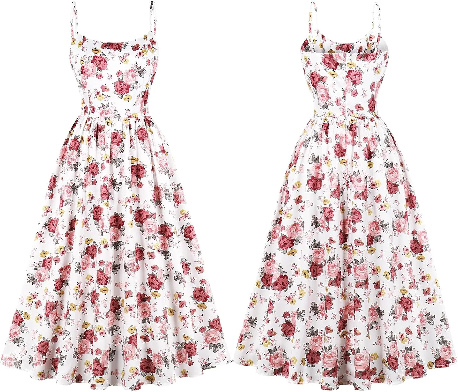 Spaghetti Strap A-Line Maxi Dress for Women Floral Wedding Guest Boho Summer Dresses Cocktail Tea Party Sundress