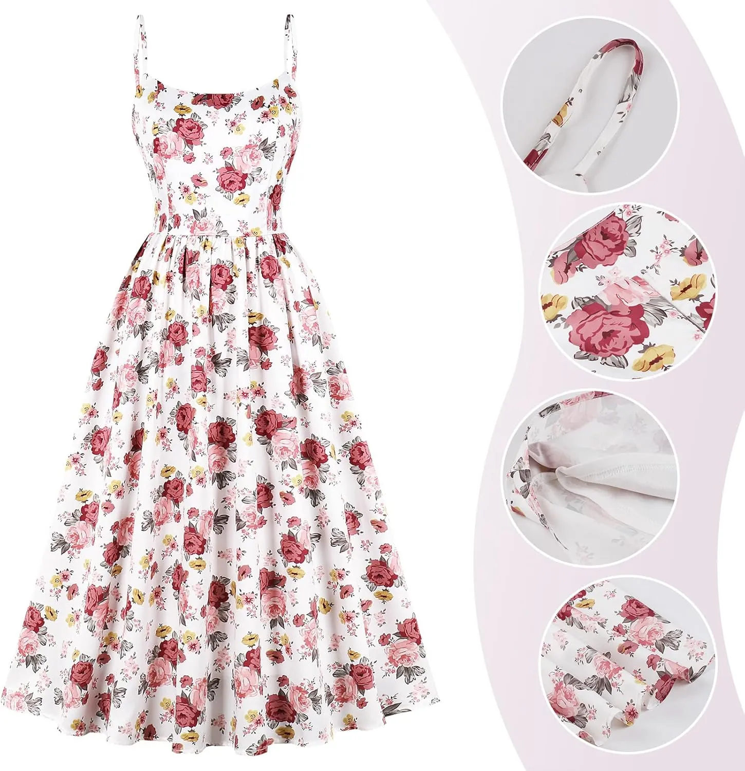 Spaghetti Strap A-Line Maxi Dress for Women Floral Wedding Guest Boho Summer Dresses Cocktail Tea Party Sundress
