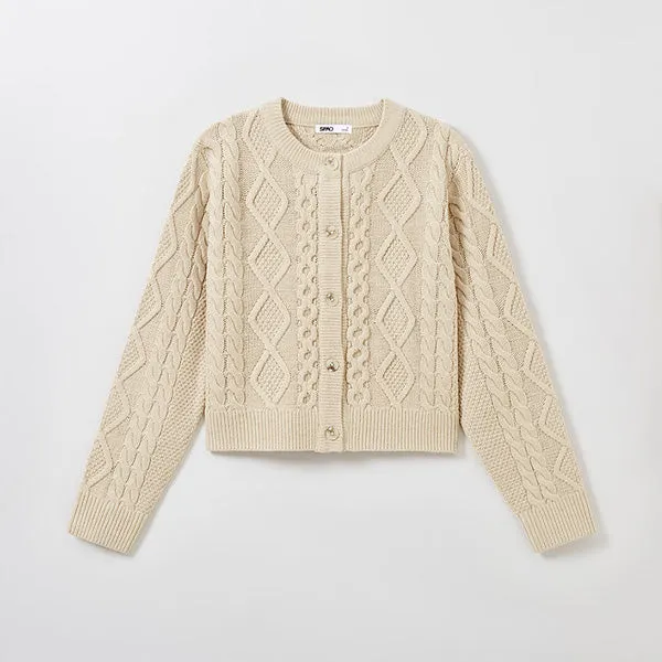 SPAO Women Long Sleeve Knit Cardigan SPCKE4TG40 Ivory
