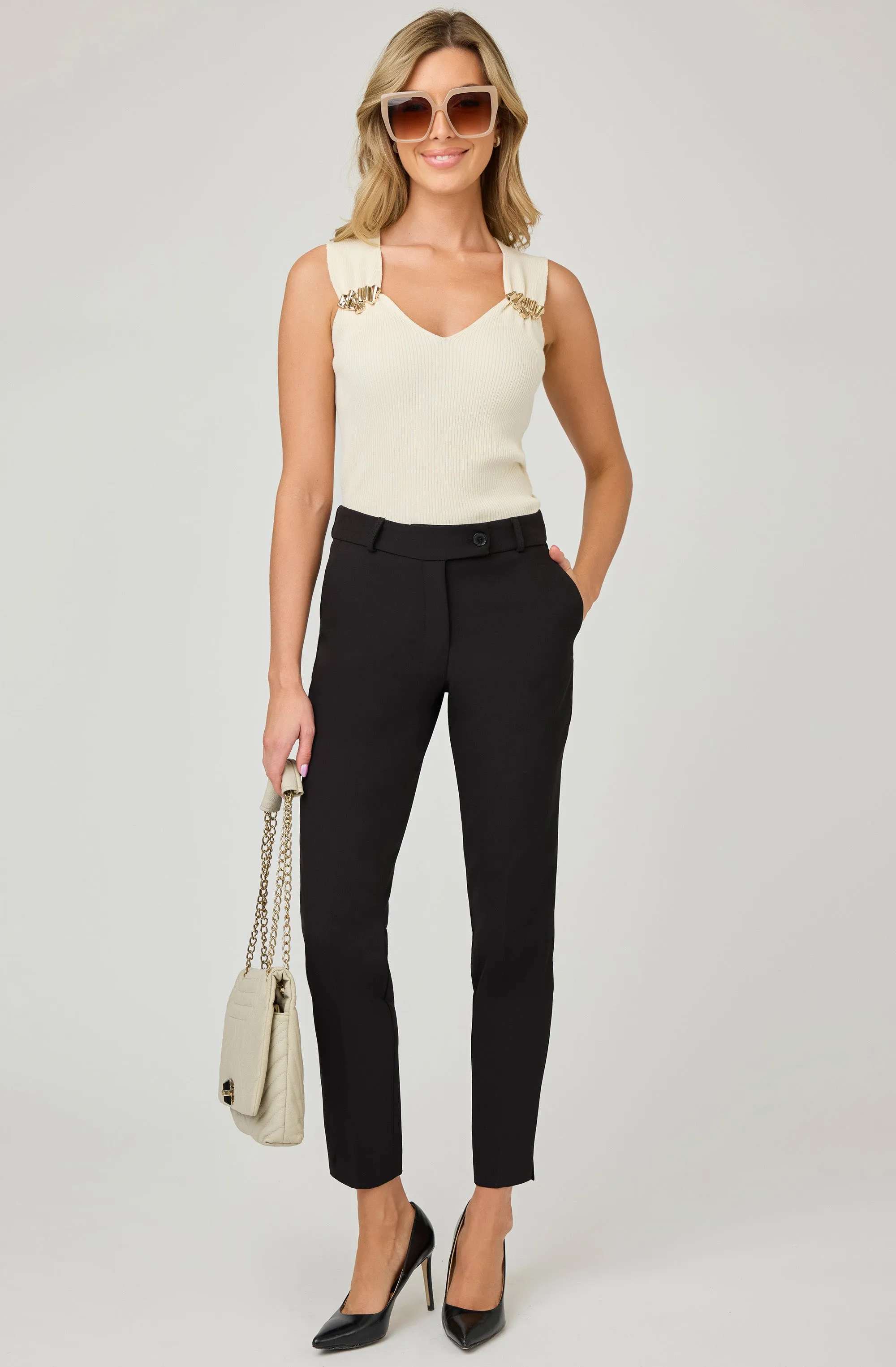 Straight Leg Pant with Button Closure