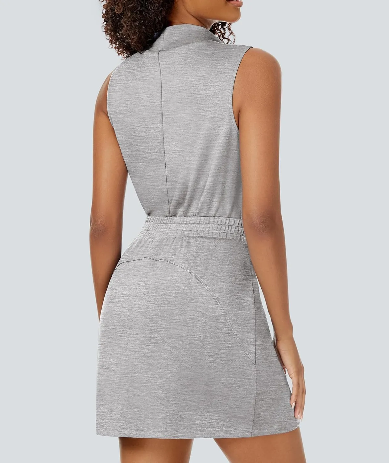 Two Piece Skirt Set for Women Sweatsuits Tennis Outfits Casual Mock Neck Sleeveless Top Elastic Short Skorts