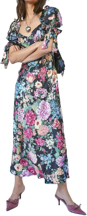 Woman Floral Puff Sleeve Maxi Dress Square Neck Ruffle Flowy Long Dresses Bohemian Tiered Summer Sundress