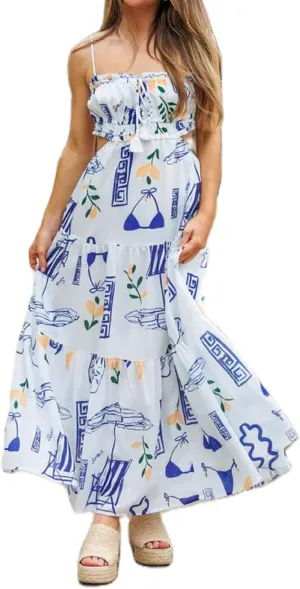 Women Boho Floral Maxi Cami Dress Spaghetti Strap Flowy Long Dress Square Neck A Line Dress Summer Beach Dress
