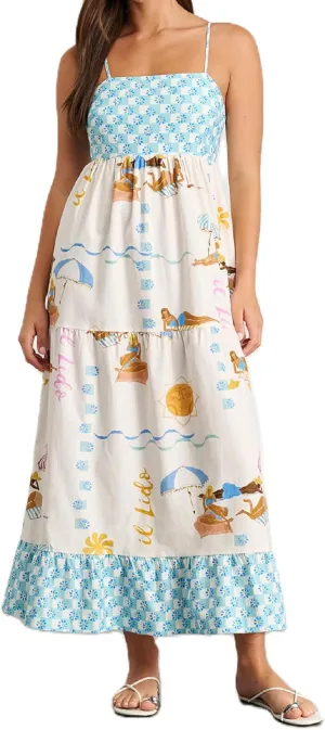 Women Boho Floral Maxi Cami Dress Spaghetti Strap Flowy Long Dress Square Neck A Line Dress Summer Beach Dress