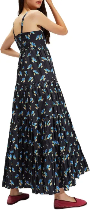 Women Boho Maxi Cami Dress Graphic Spaghetti Strap Long Dress Floral Backless Flowy Sundress Summer Beach Dress