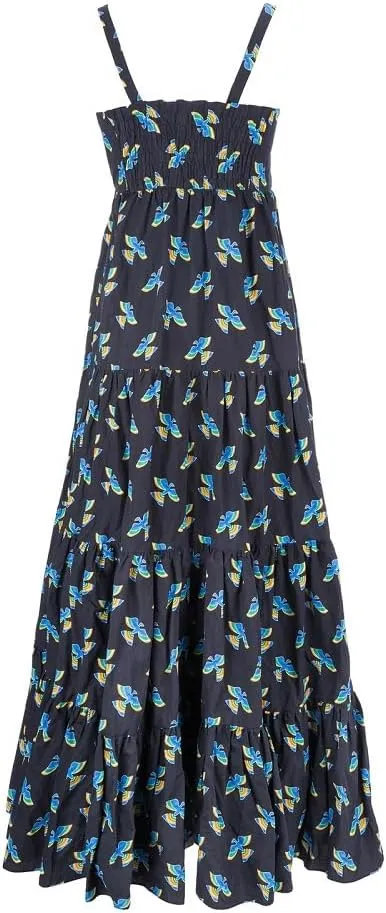 Women Boho Maxi Cami Dress Graphic Spaghetti Strap Long Dress Floral Backless Flowy Sundress Summer Beach Dress