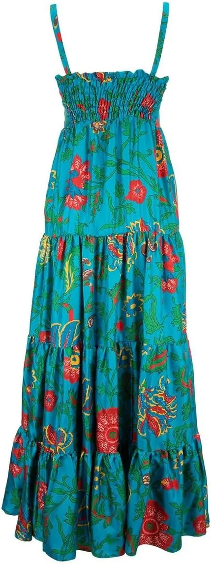 Women Boho Maxi Cami Dress Graphic Spaghetti Strap Long Dress Floral Backless Flowy Sundress Summer Beach Dress