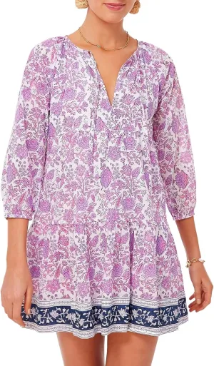 Women Boho Puff Sleeve Short Dress Floral Flowy Babydoll Dress V Neck Loose Fit A Line Dress Bohemian Mini Sundress