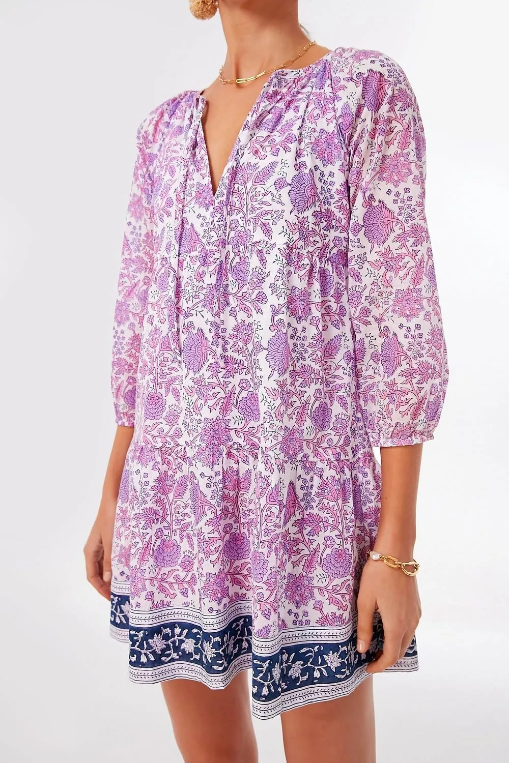 Women Boho Puff Sleeve Short Dress Floral Flowy Babydoll Dress V Neck Loose Fit A Line Dress Bohemian Mini Sundress