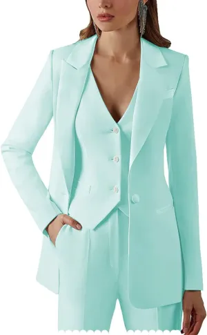Women Suits Office Work 3 Pieces Set Lady Blazer Formal Business Suit Wedding Tuxedos Party (Blazer Vest Pants)
