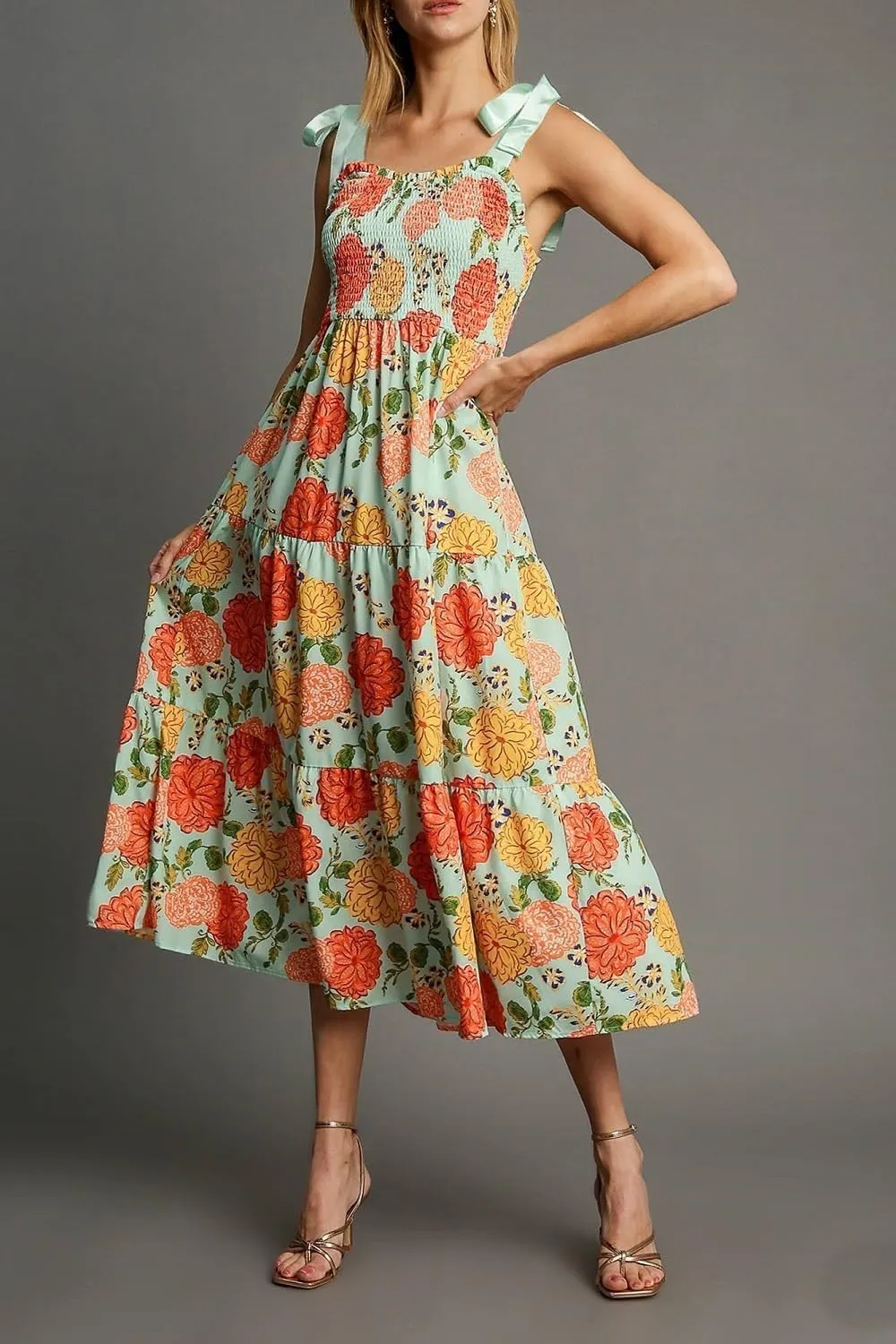 Women Y2K Tie Shoulder Maxi Dress Boho Floral Flowy Tiered Long Dress Ruffle Backless Sundress Summer Beach Dresses