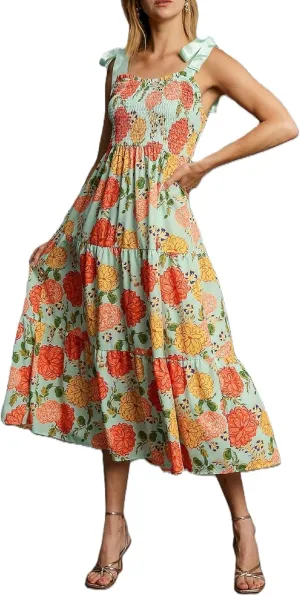 Women Y2K Tie Shoulder Maxi Dress Boho Floral Flowy Tiered Long Dress Ruffle Backless Sundress Summer Beach Dresses