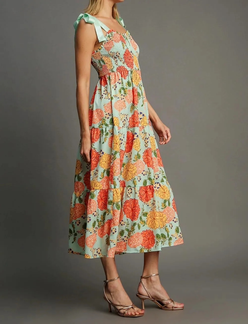 Women Y2K Tie Shoulder Maxi Dress Boho Floral Flowy Tiered Long Dress Ruffle Backless Sundress Summer Beach Dresses