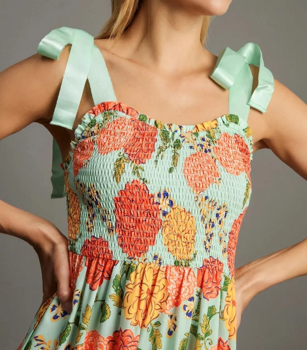 Women Y2K Tie Shoulder Maxi Dress Boho Floral Flowy Tiered Long Dress Ruffle Backless Sundress Summer Beach Dresses