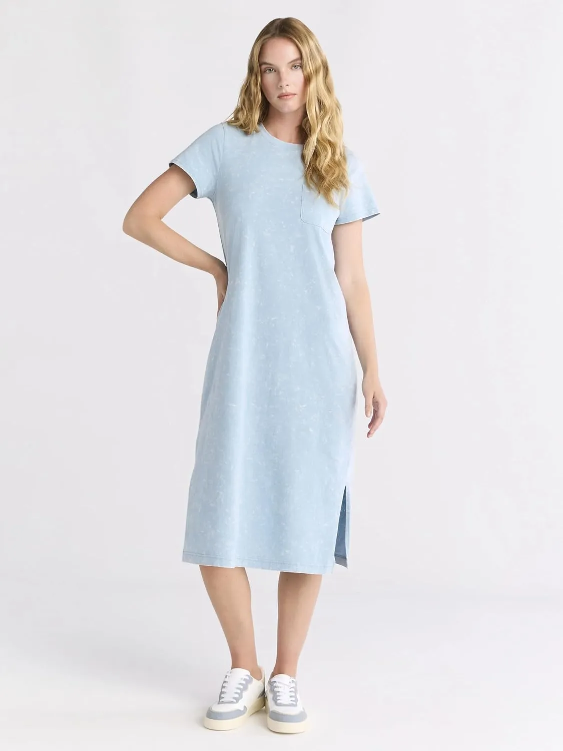 Women's and Women's Plus Cotton T-Shirt Dress with Short Sleeves midi Dresses for Women/Dresses for Women