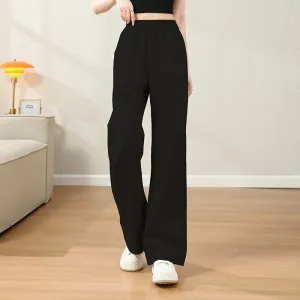 Womens Cargo Pants  Cotton Blend  Relaxed Fit  Elastic Waist  Straight Leg