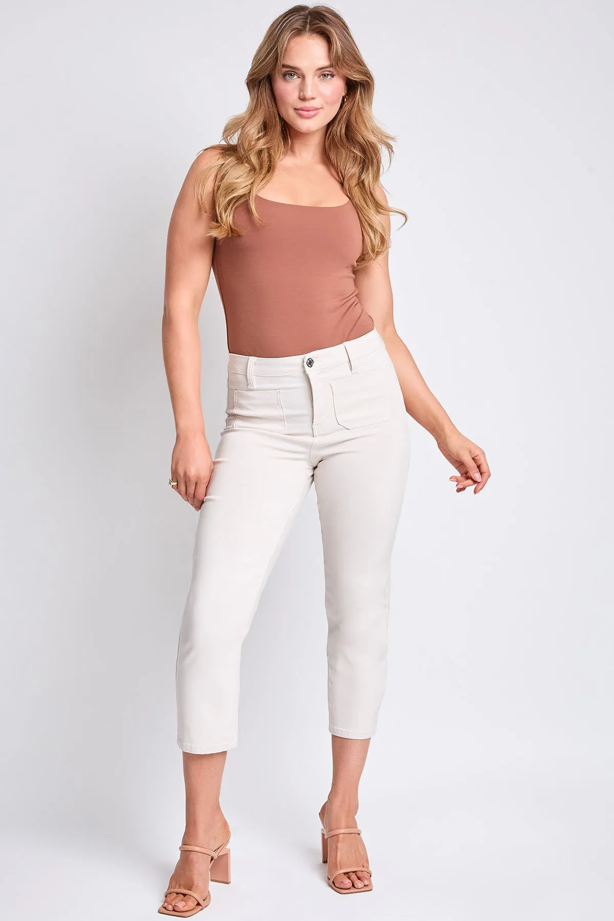 Women's Hyperstretch High Rise Crop Straight Leg Pants, Ecru