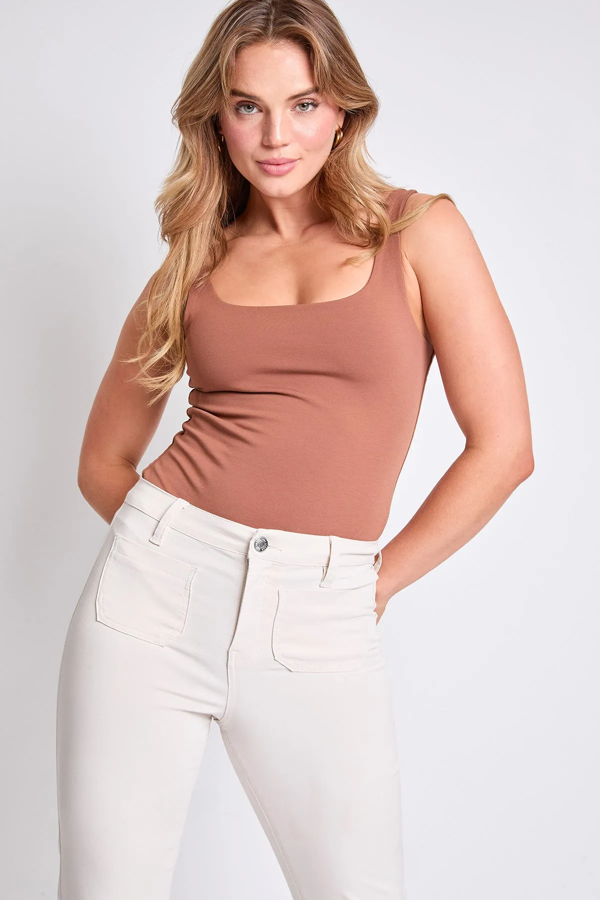 Women's Hyperstretch High Rise Crop Straight Leg Pants, Ecru