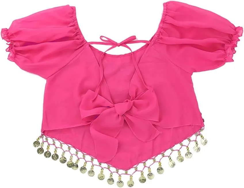 Women's India Shiny Coin Tassel Belly Dance Set Crop Top with Harem Pants Hip Scarf Head Scarfs