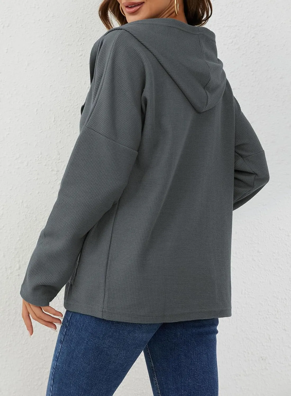 Womens Long Sleeve Ribbed Knit Zip Up Hoodies Sweatshirt