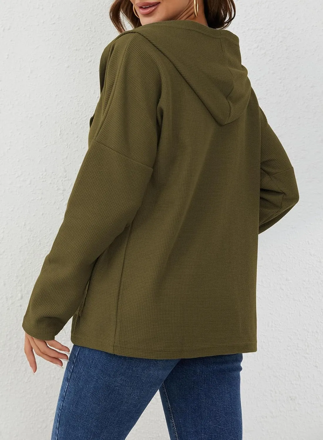 Womens Long Sleeve Ribbed Knit Zip Up Hoodies Sweatshirt