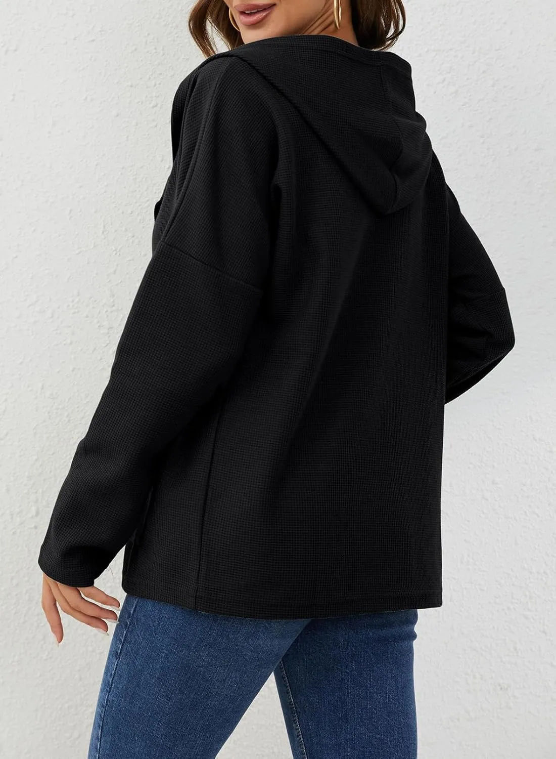 Womens Long Sleeve Ribbed Knit Zip Up Hoodies Sweatshirt