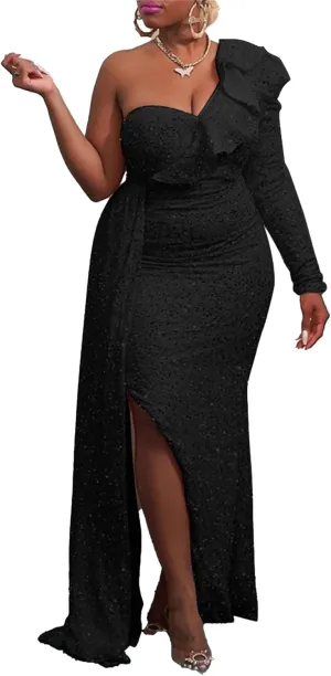 Womens One Shoulder Mermaid Bridesmaid Dresses Wedding Satin Beaded Lace Bodycon Prom Formal Evening Party Gowns