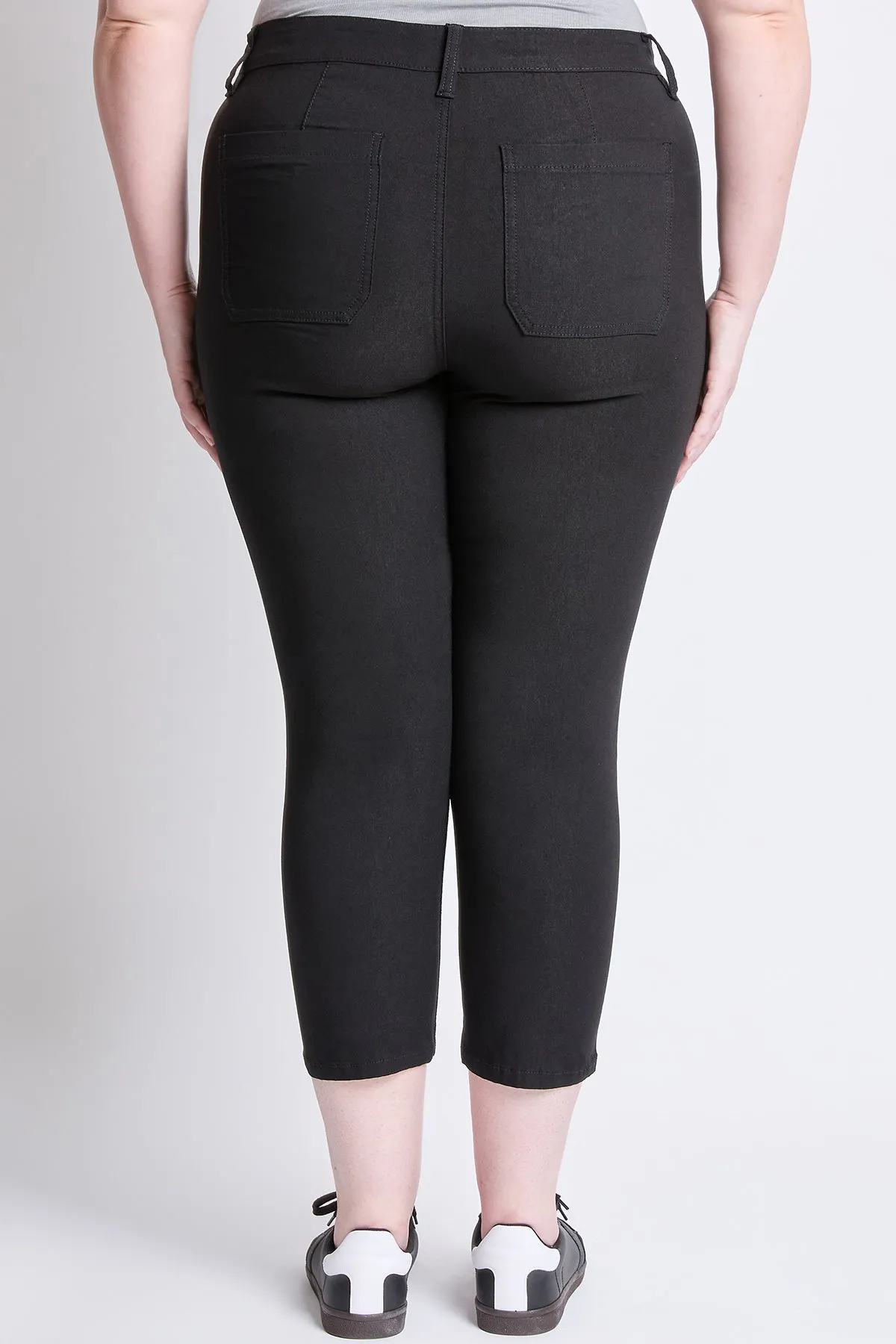 Women's Plus High Rise Crop Straight Leg Pants, Black