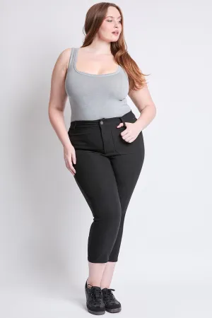Women's Plus High Rise Crop Straight Leg Pants, Black