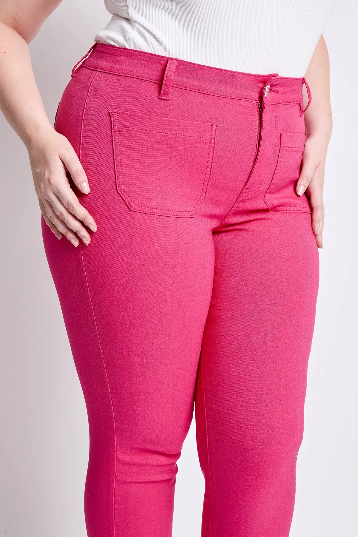 Women's Plus High Rise Crop Straight Leg Pants, French Pink