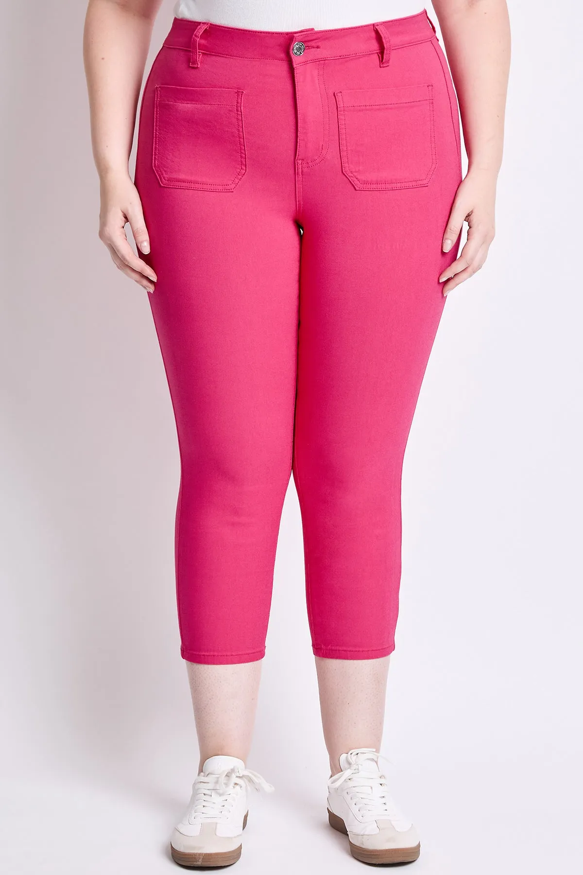 Women's Plus High Rise Crop Straight Leg Pants, French Pink