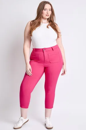Women's Plus High Rise Crop Straight Leg Pants, French Pink