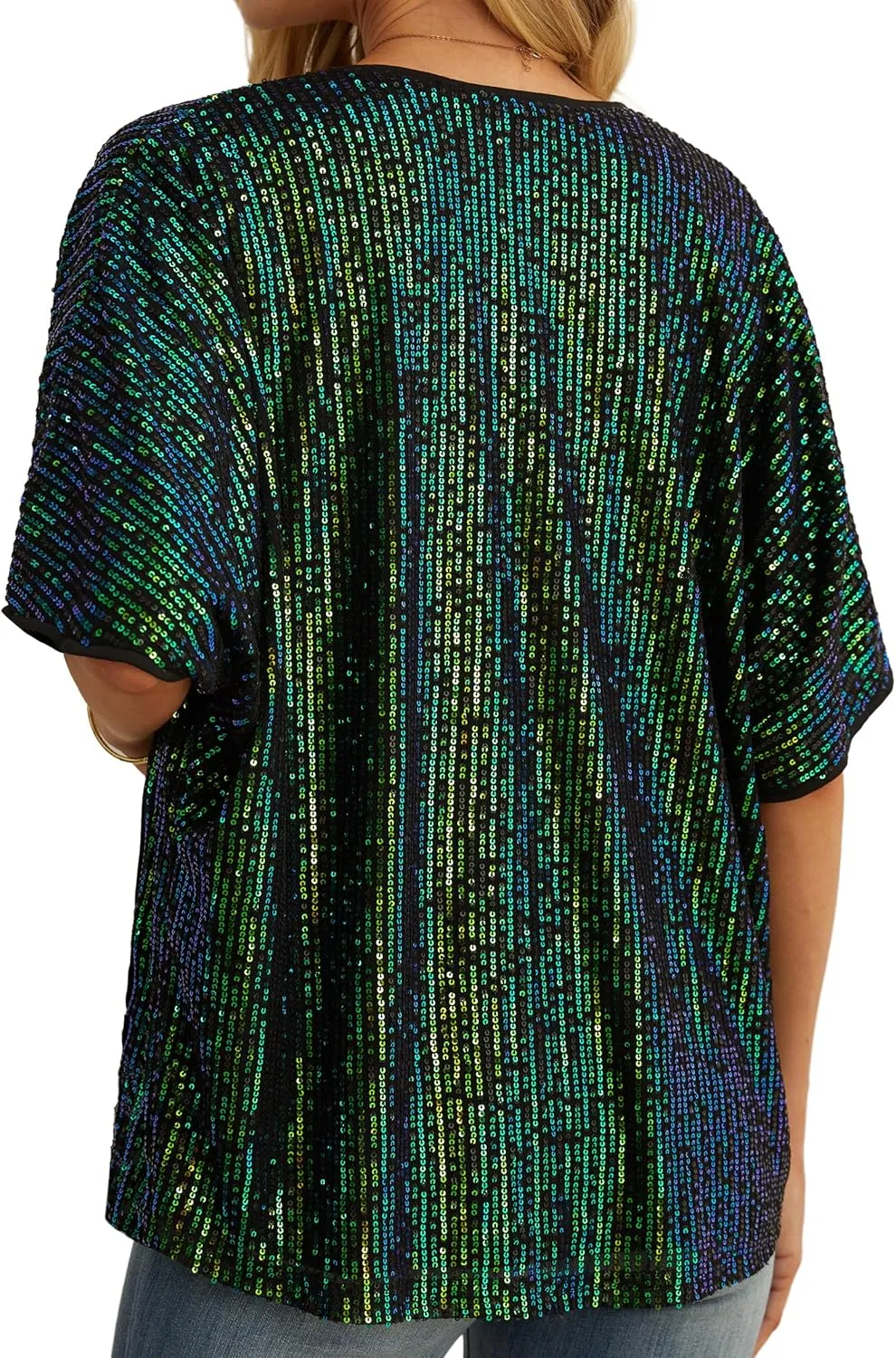 Women's Sequin Sparkle Lightweight Cardigan Casual Party Clubwear Cover Up Glitter Sequin Cardigan