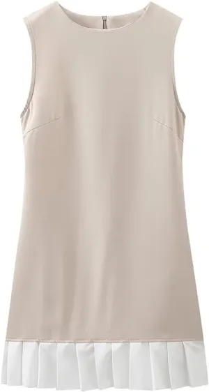 Womens Sexy Summer Dresses Sleeveless Mini Short Dress Ruffle Hem Party Dress Solid Color Bodycon Short Dress