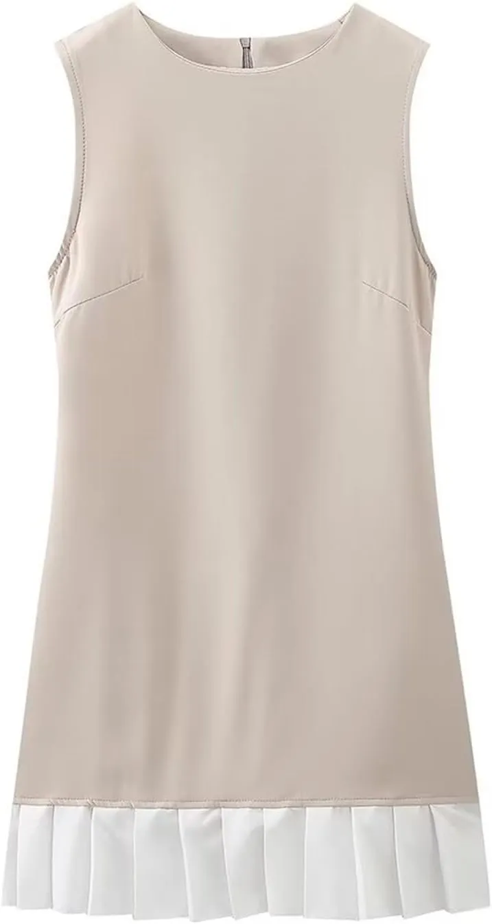 Womens Sexy Summer Dresses Sleeveless Mini Short Dress Ruffle Hem Party Dress Solid Color Bodycon Short Dress