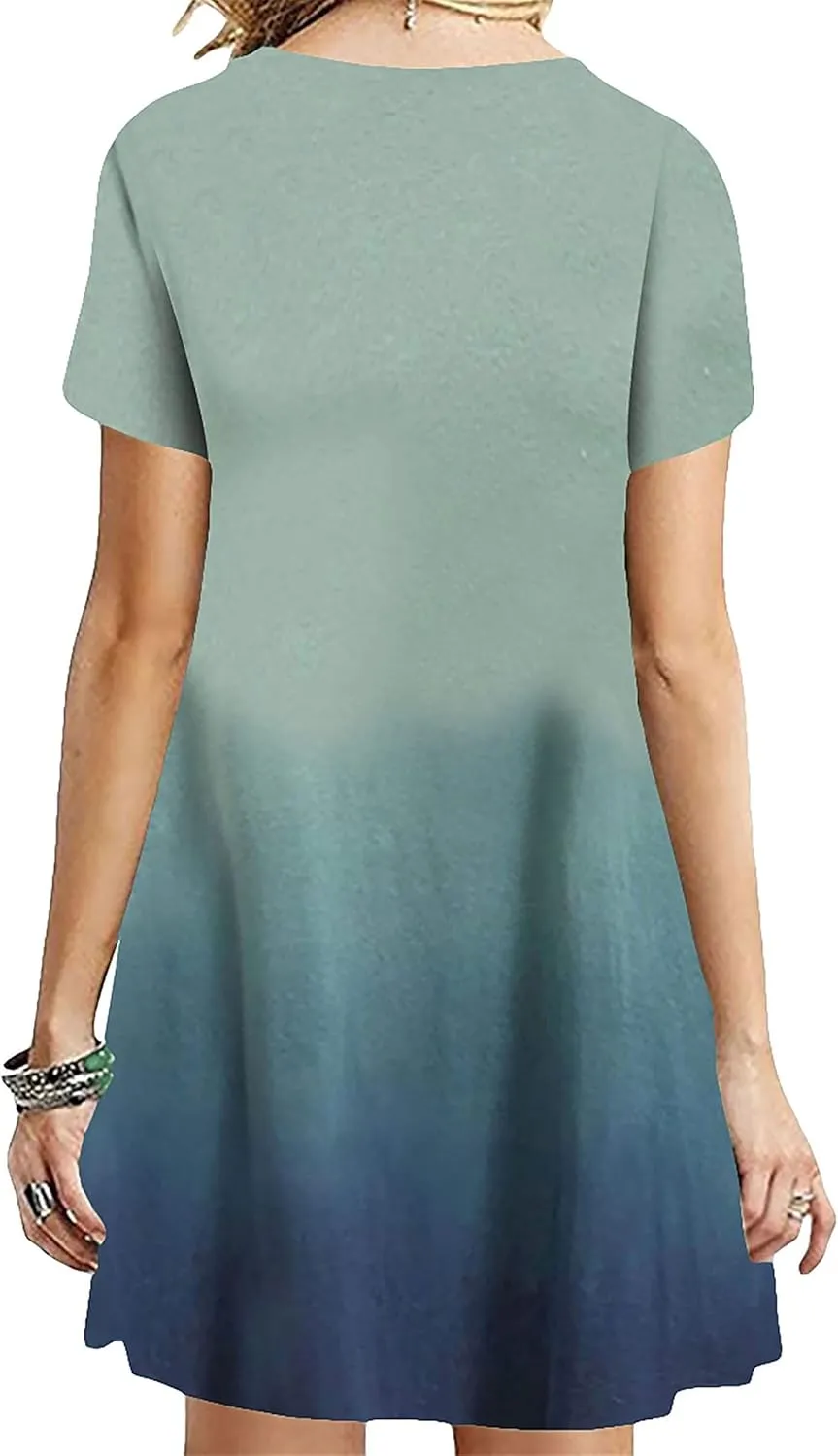 YMING Womens Casual Short Sleeve Sundress Summer Loose Fit T-Shirt Dress Crew Neck Swing Dresses Plus Size