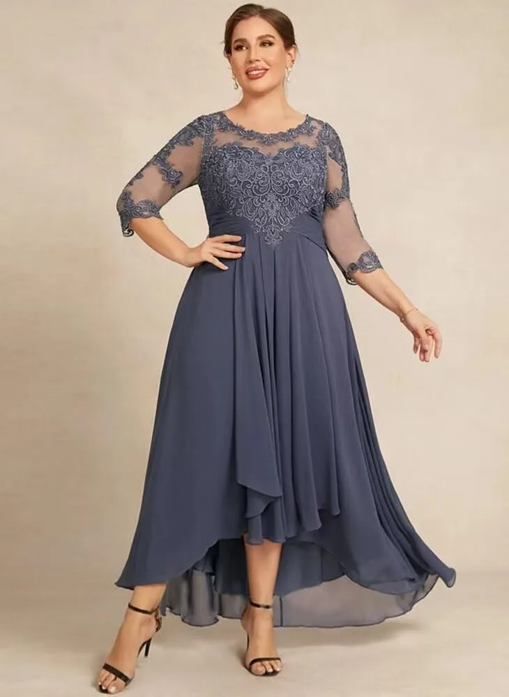 Yuxin Half Sleeve Tea Length Mother of The Bride Dresses for Wedding Lace Chiffon Formal Evening Party Gowns 820