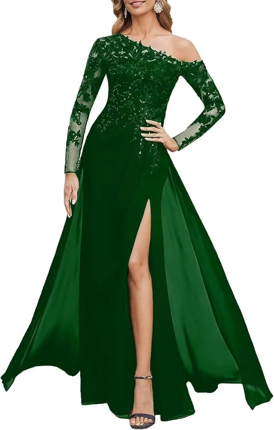 Yuxin Mother of The Bride Dresses for Wedding 2025 Long Sleeve Chiffon Lace Applique A Line Formal Evening Gowns 956